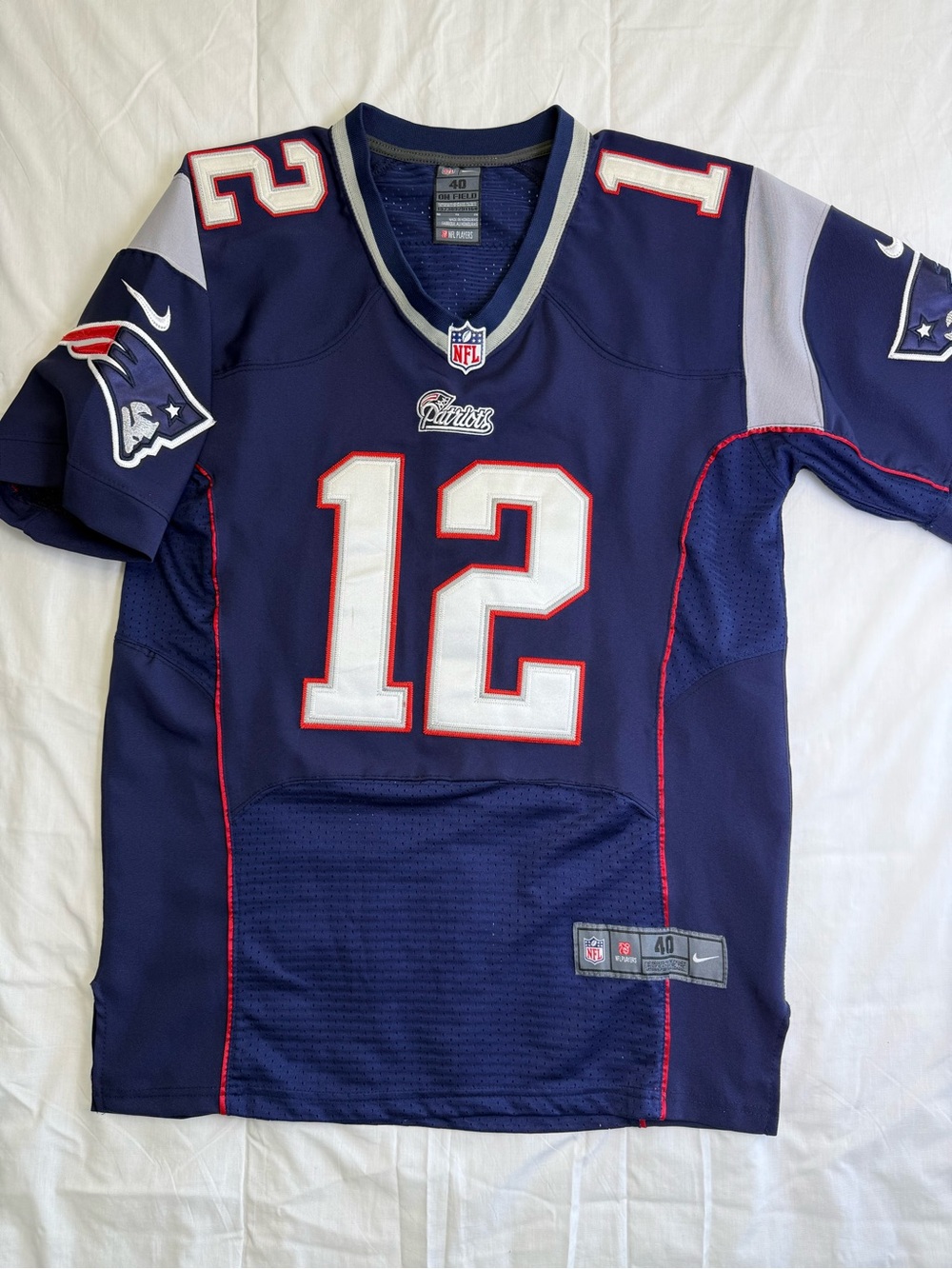 Nike Tom Brady #12 New England Patriots On-Field NFL Football Jersey Blue 40